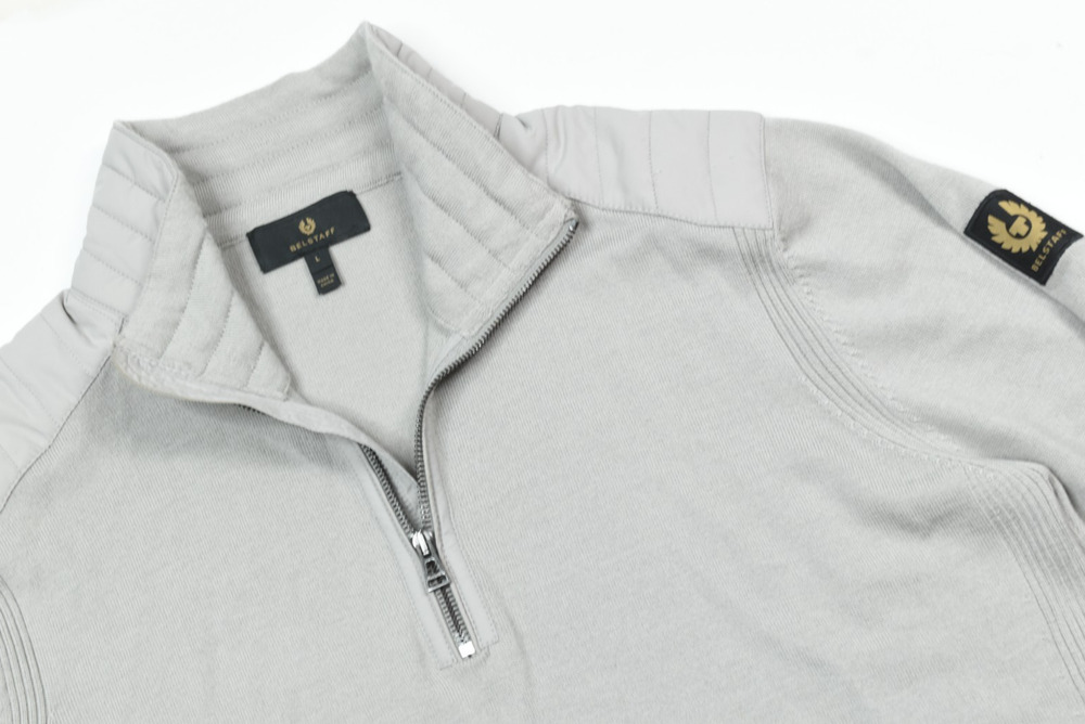 Belstaff 1/4 Zip Pullover Sweater Mens Large 100% Wool Long Sleeve Moto